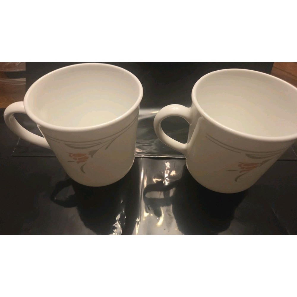 Corning Corelle Cups Vintage Peach Garland Coffee Mugs Floral Set Of 2 - Picture 6 of 8